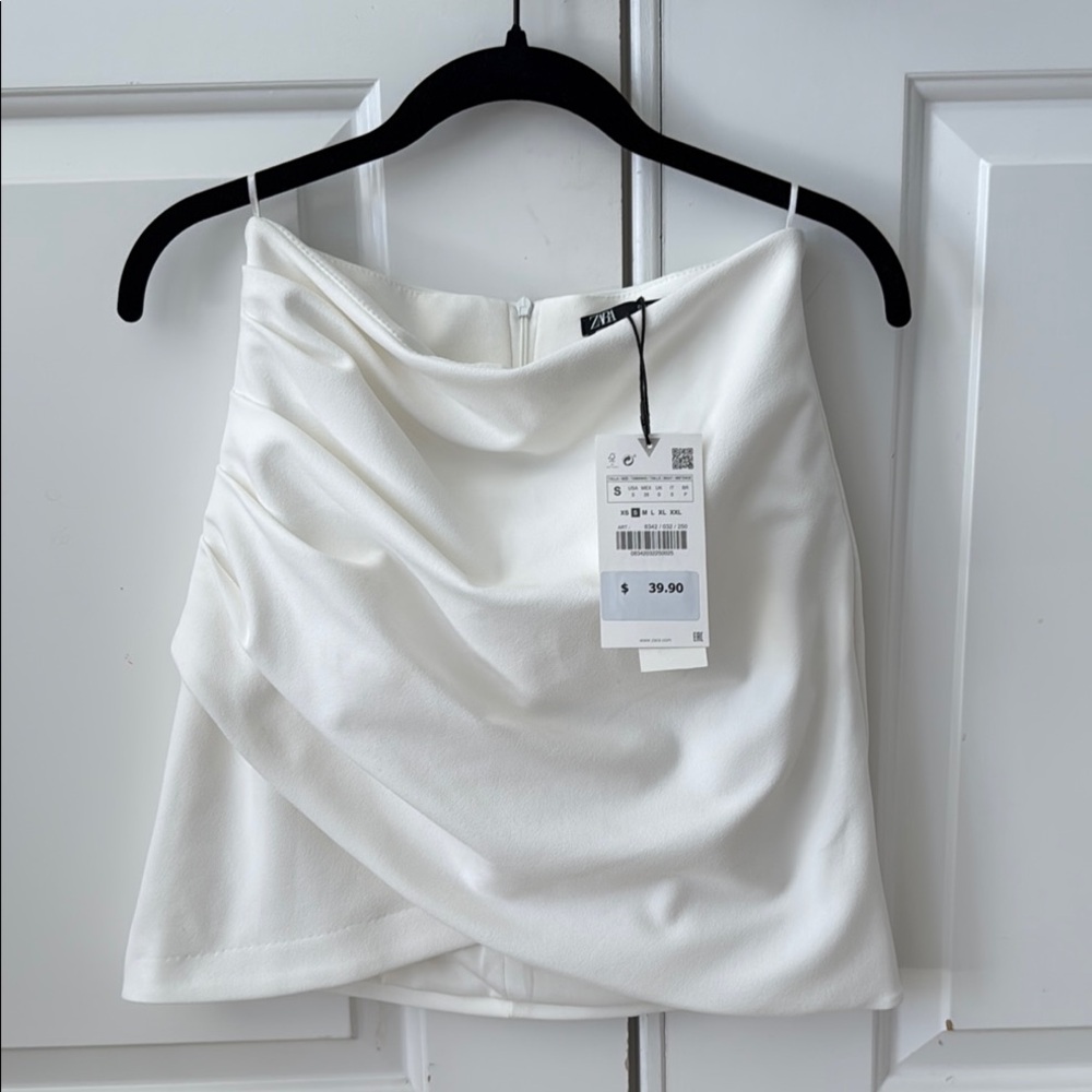 Nwt Zara white ruched mini skirt small